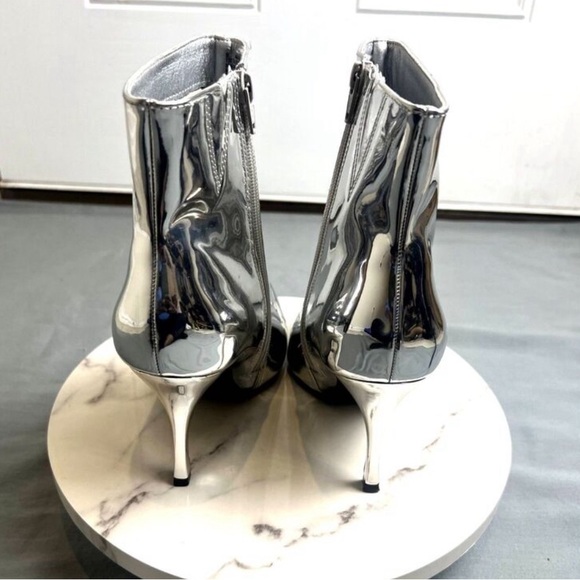 A New Day Women's Shandra Ankle Boots Patent Leather Silver Pointy Toe - Picture 7 of 11